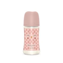 Biberon Bonhomia Con Tettarella Sx Pro +3 Mesi 270ml Decoro Civetta Rosa - Suavinex