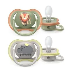 Avent 2 Succhietti Ultra Air 6-18m - Leone/ippopotamo