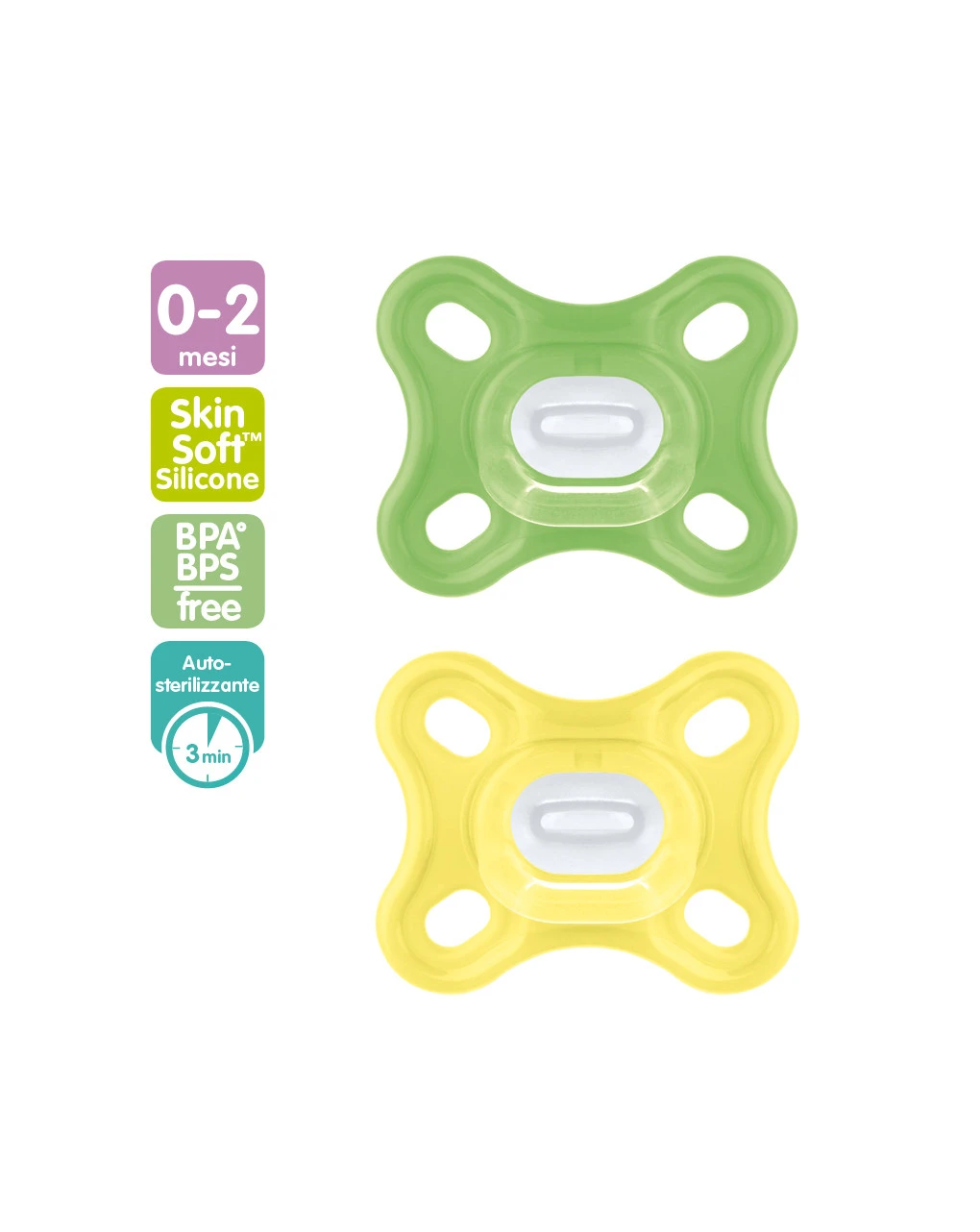 2 Pz Succhietti Comfort 0-2m Silicone, Neutro - Mam 3 2 Pz Succhietti Comfort 0-2m Silicone, Neutro - Mam