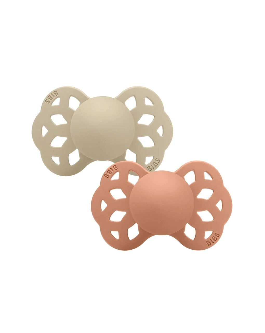 Set 2 Ciucci Tettarella Simmetrica In Silicone 0/6 Mesi - Colore Vaniglia/pesca - Bibs 3 Set 2 Ciucci Tettarella Simmetrica In Silicone 0/6 Mesi - Colore Vaniglia/pesca - Bibs