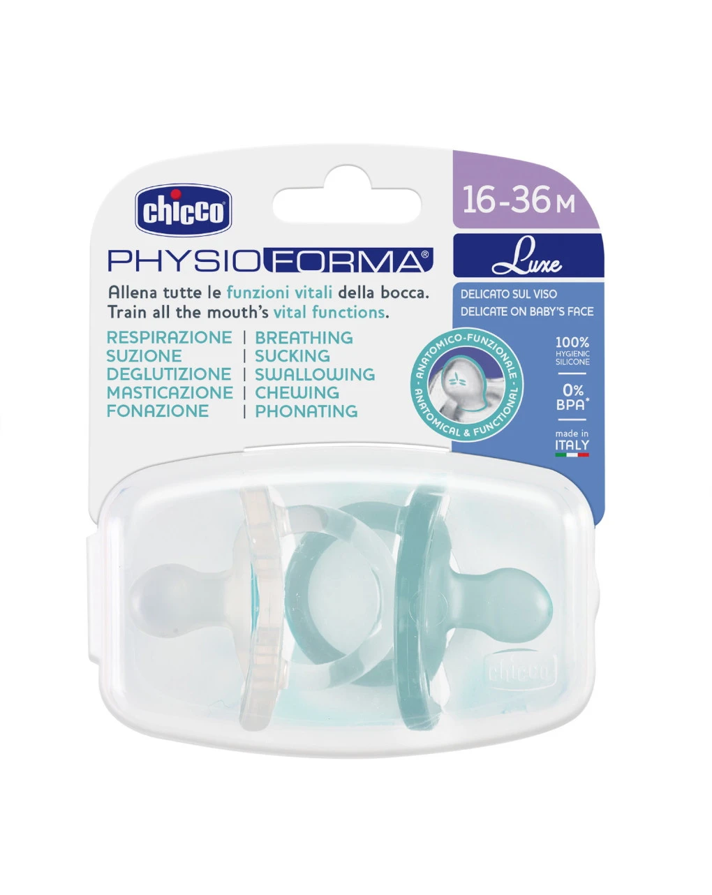 Gommotto Silicone Luxe 16-36m 2pz Azzurro/trasparente - Chicco 6 Gommotto Silicone Luxe 16-36m 2pz Azzurro/trasparente - Chicco - immagine 4