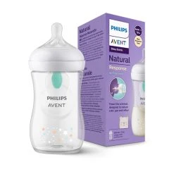 Biberon Natural Con Tettarella A Risposta Naturale E Valvola Airfree Decorazione Orsetto Da 260 Ml 1m+ | Senza Bpa - Philips Avent