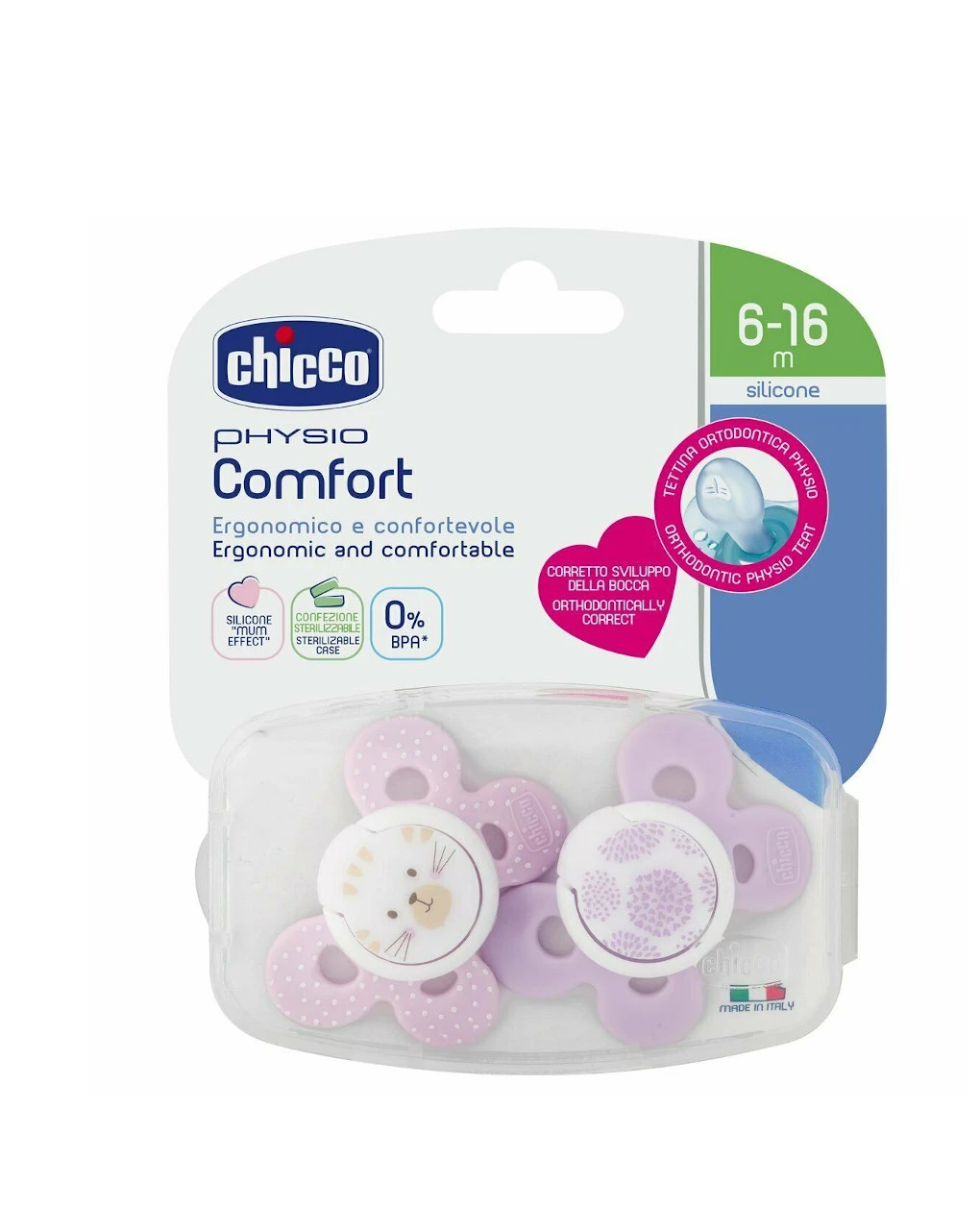 Succhietto Comfort Bimba Silicone 6-16m 2pezzi Chicco 3 Succhietto Comfort Bimba Silicone 6-16m 2pezzi Chicco