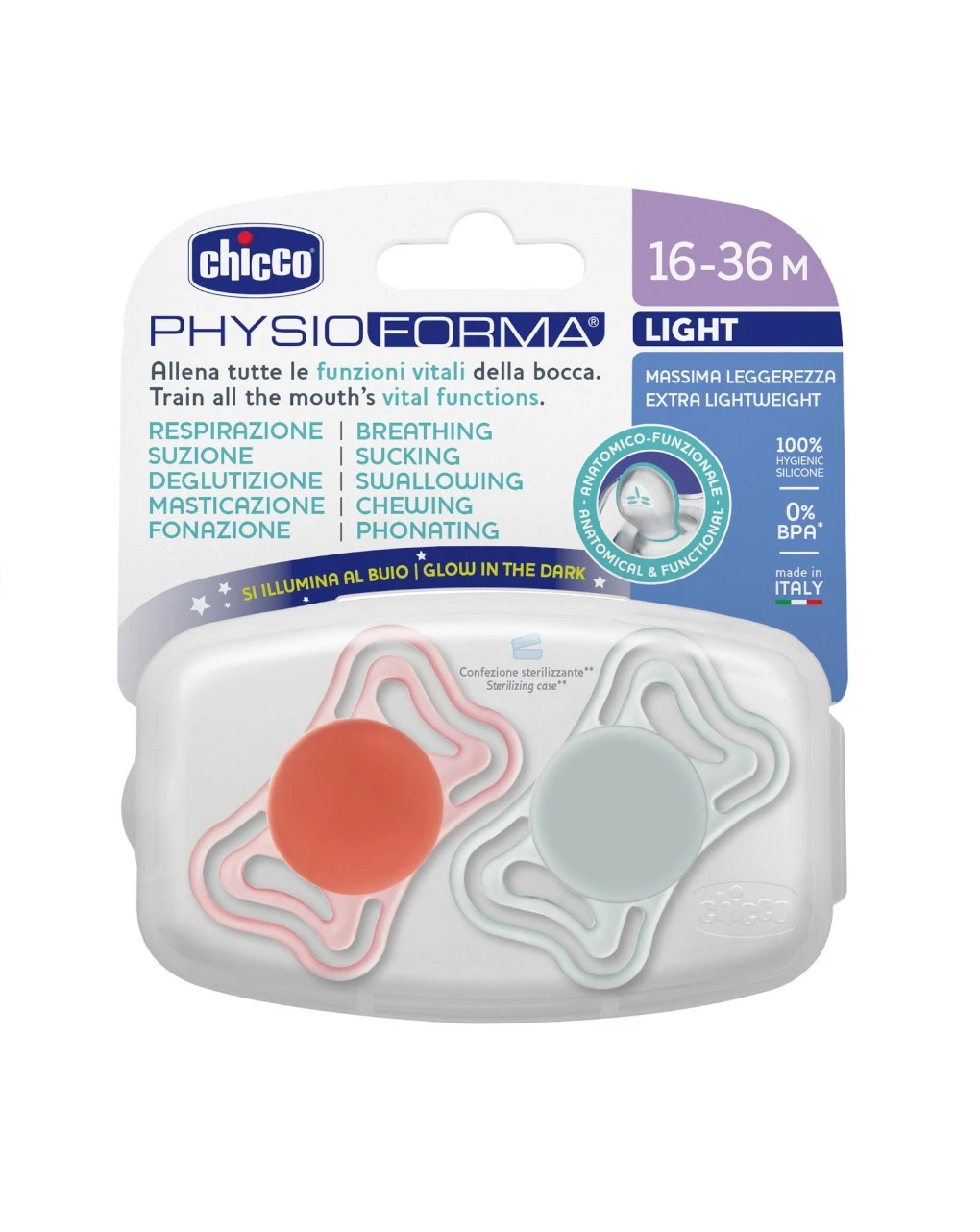 Succhietto Light Sunset Colors In Silicone 16-36m 2pz - Chicco 7 Succhietto Light Sunset Colors In Silicone 16-36m 2pz - Chicco - immagine 5