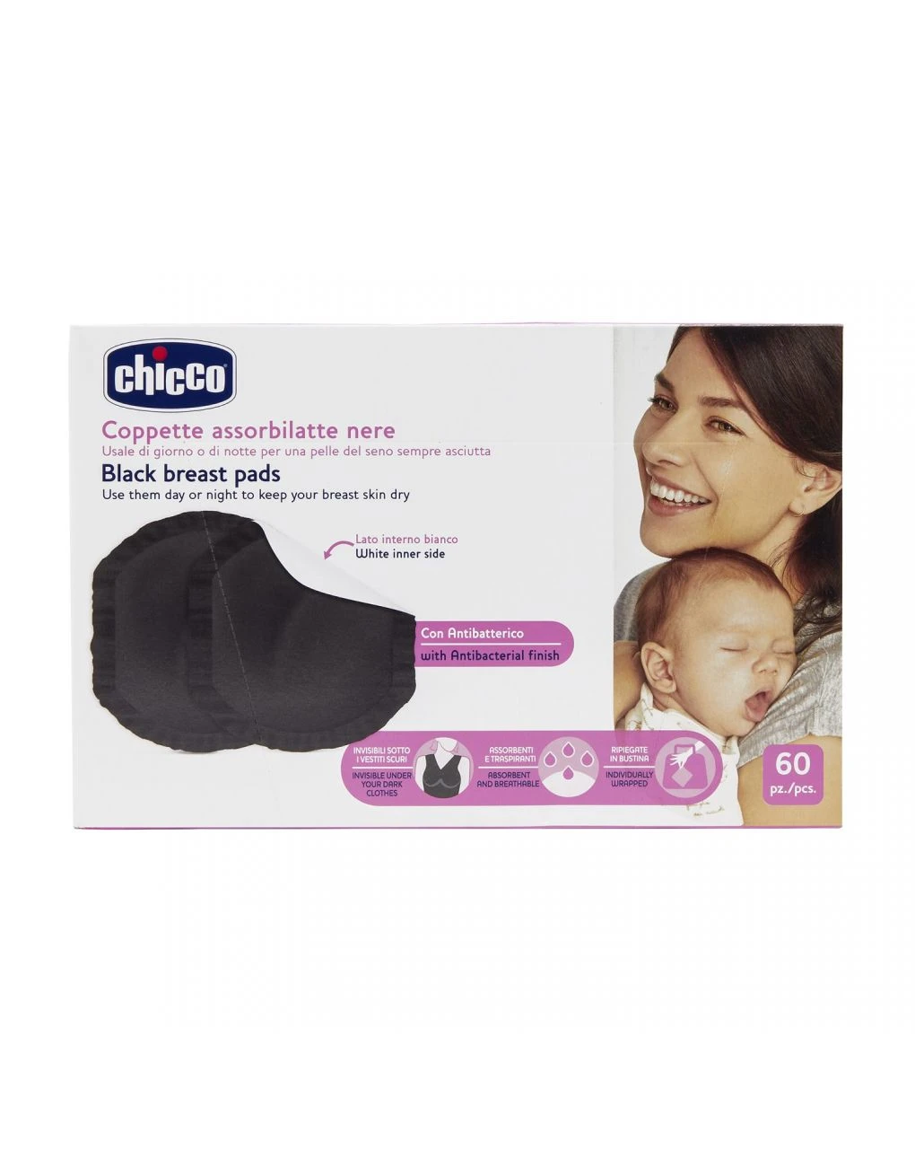 Chicco Coppette Assorbilatte Antibatteriche Nere 60 Pz 3 Chicco Coppette Assorbilatte Antibatteriche Nere 60 Pz